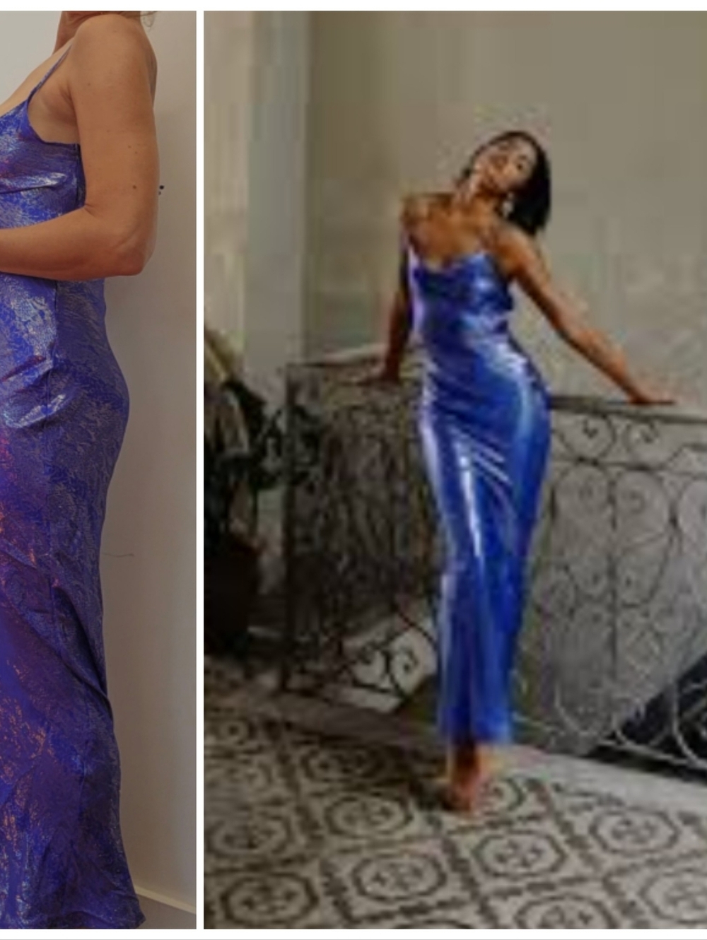 Rat & Boa Sapphire Blue Metallic Silk Iridescent Maxi Dress Xs